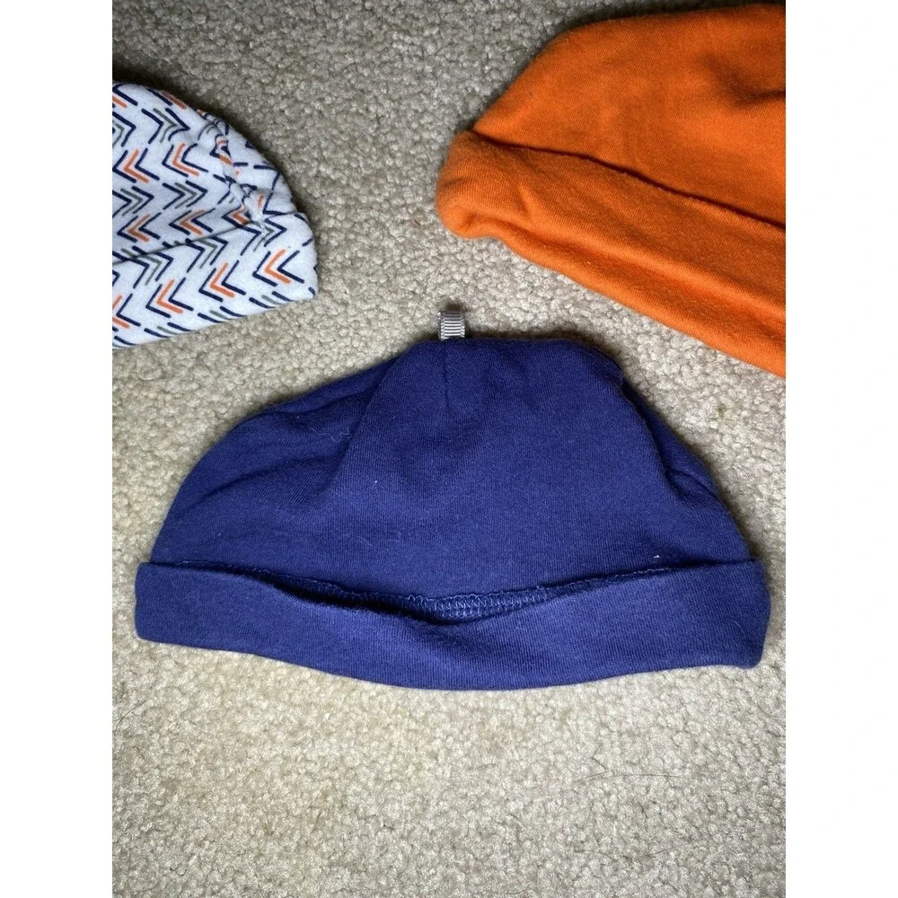 Yoga Sprout Baby Beanie Hat 5 Pack Size 0-6M Blue Orange Grey Mixed Prints